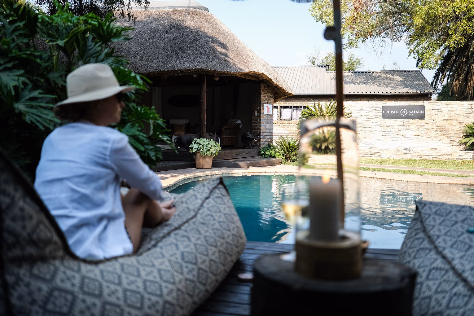 The lodge swimming pool and hot tub